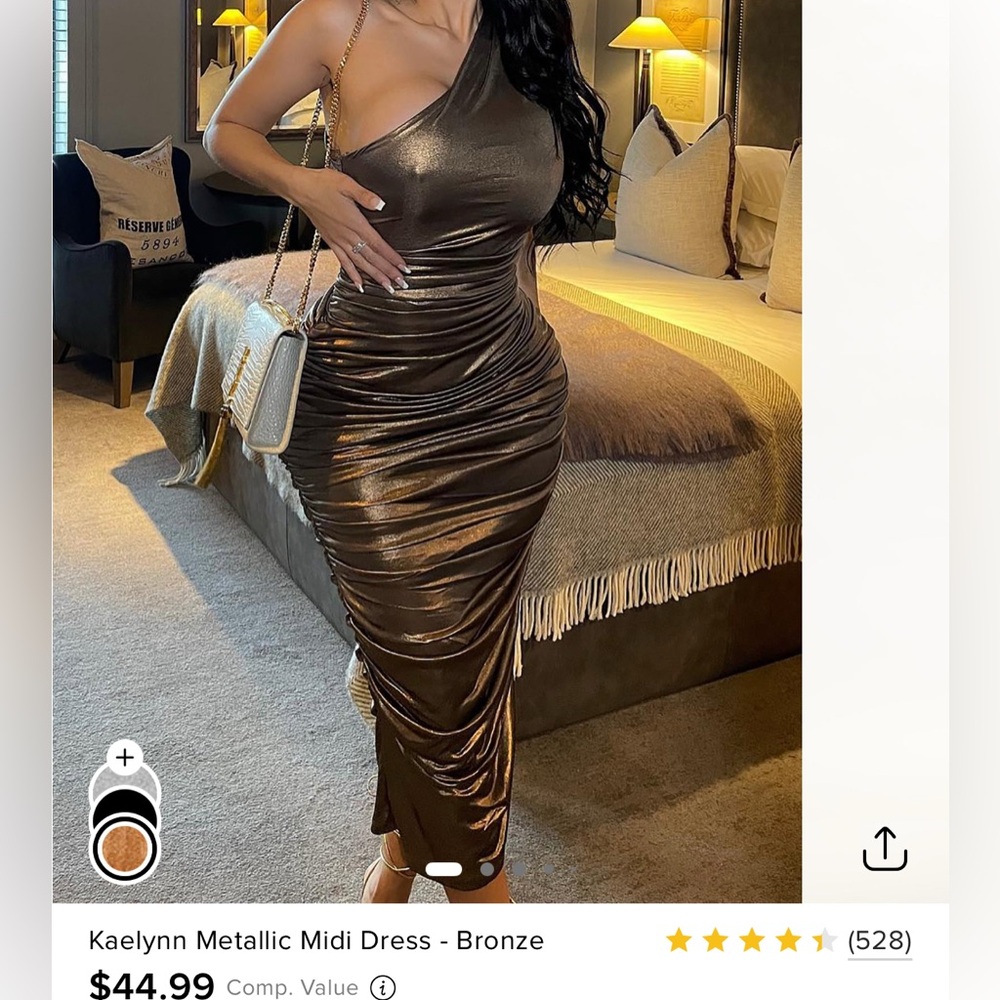 Fashion Nova Kaelynn Metallic Midi Dress